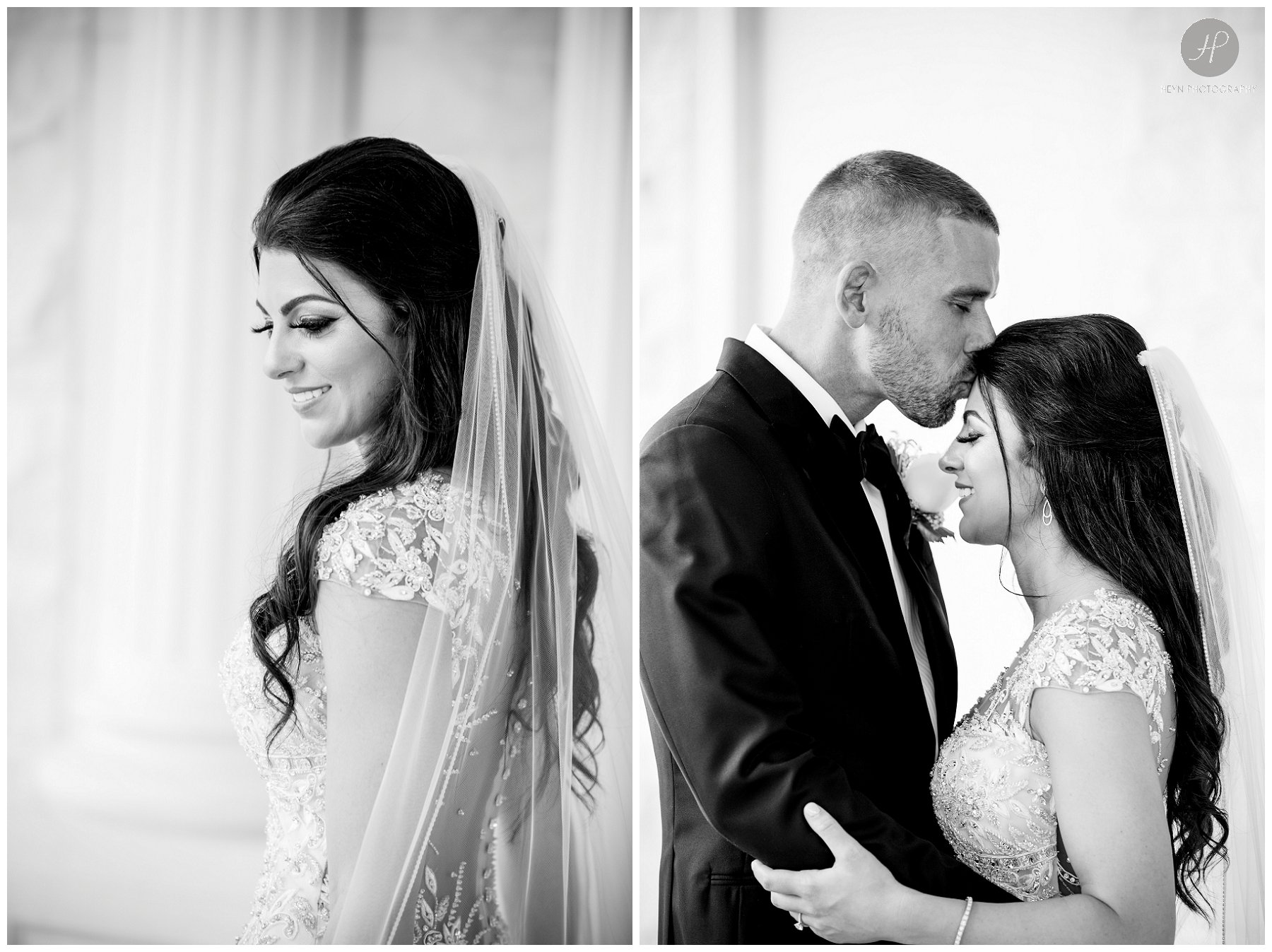 black and white bridal portraits before palace at somerset park wedding
