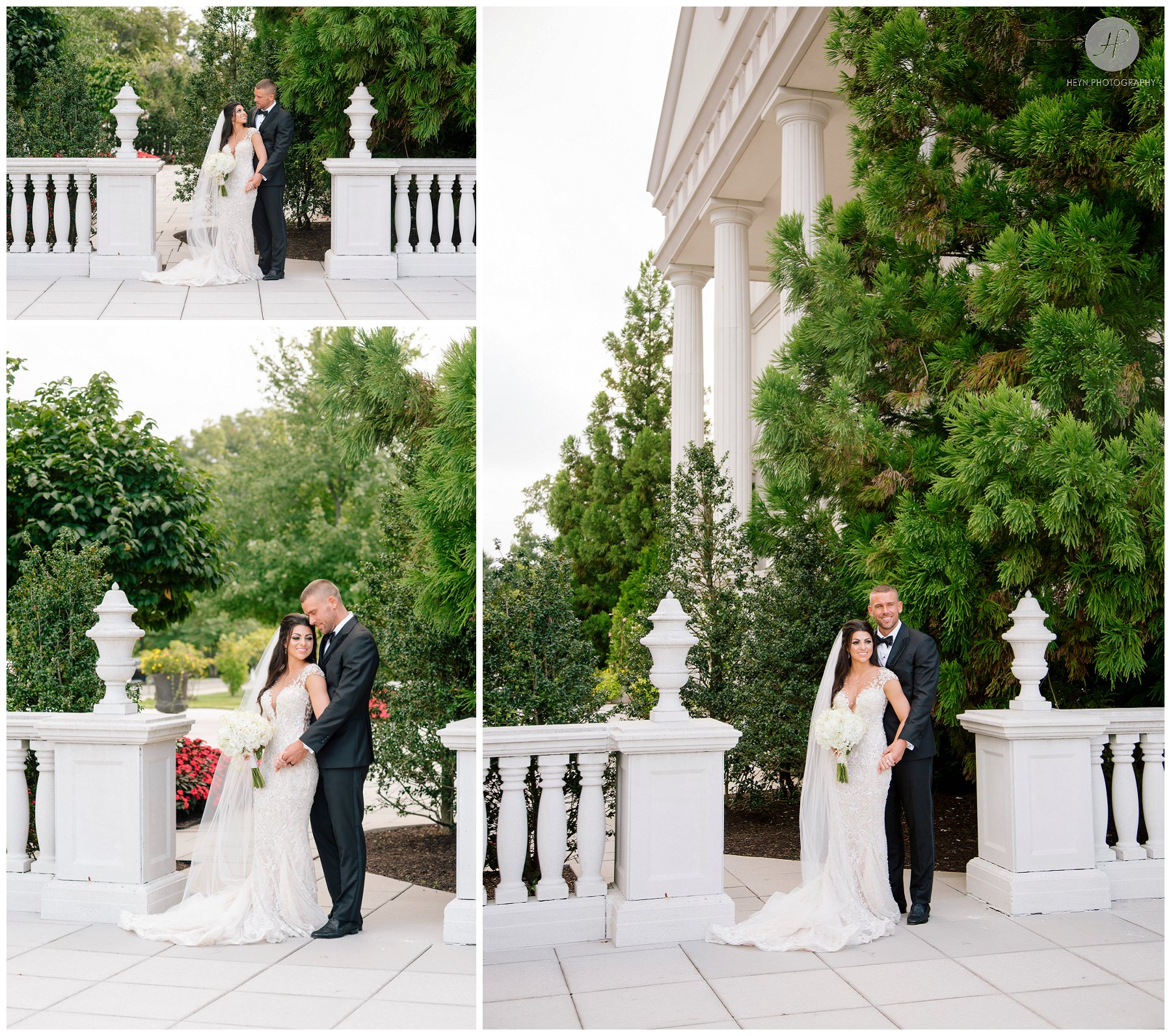 bride and groom outside at palace at somerset park wedding new jersey