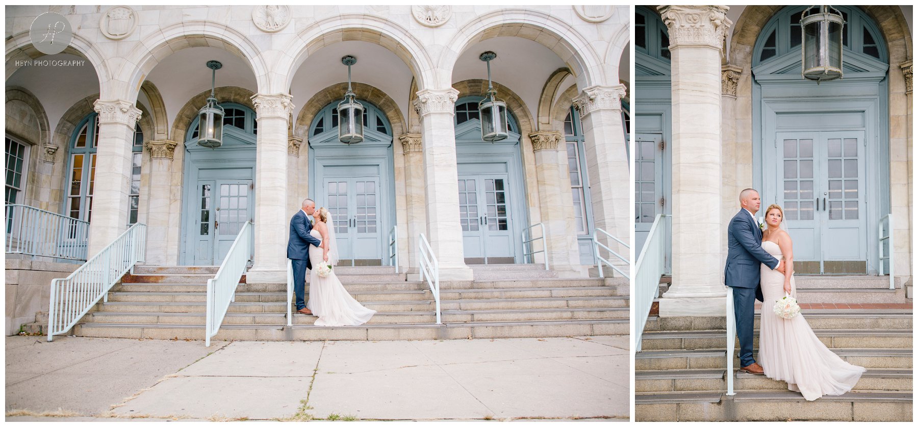 bride and groom at asbury park before salt creek grille wedding in new jersey 
