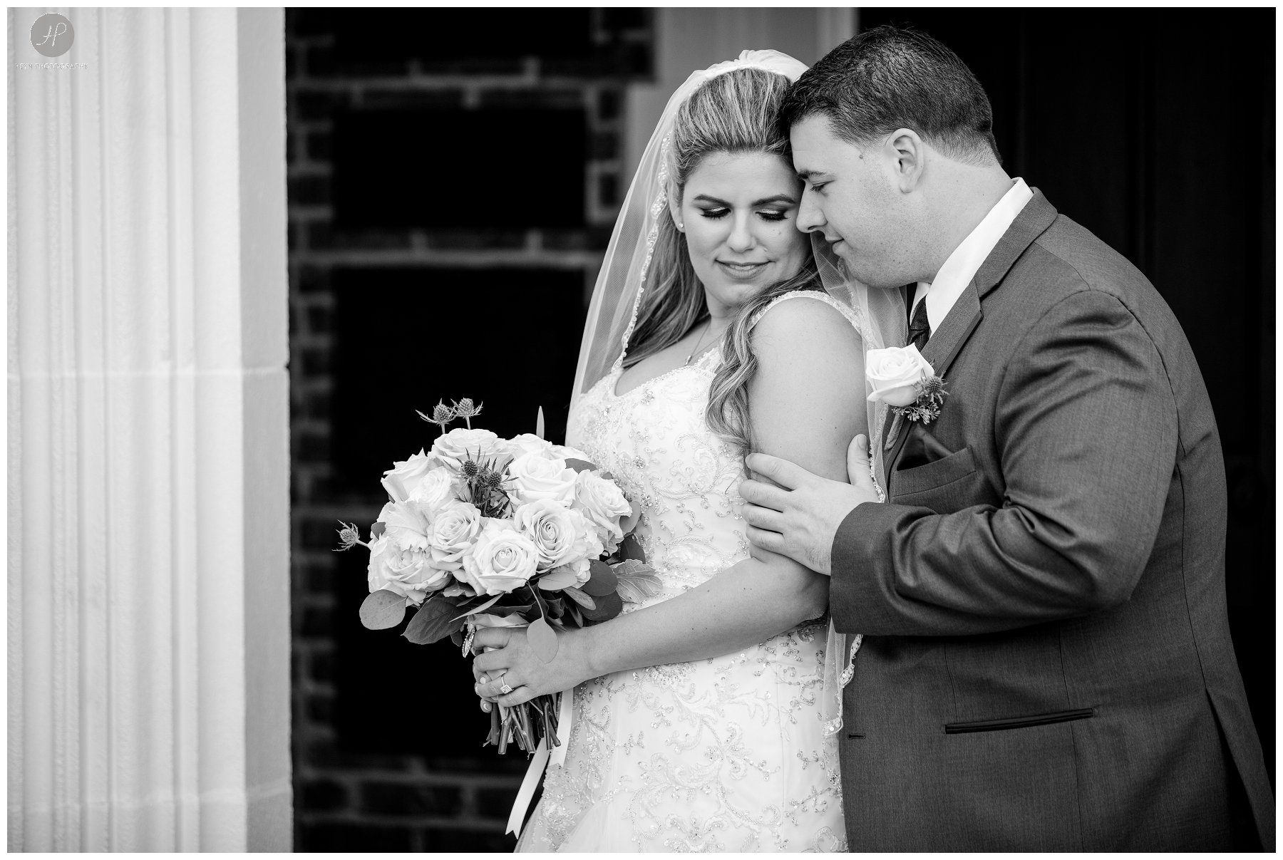 bride and groom  in spring lake before south gate manor wedding in new jersey