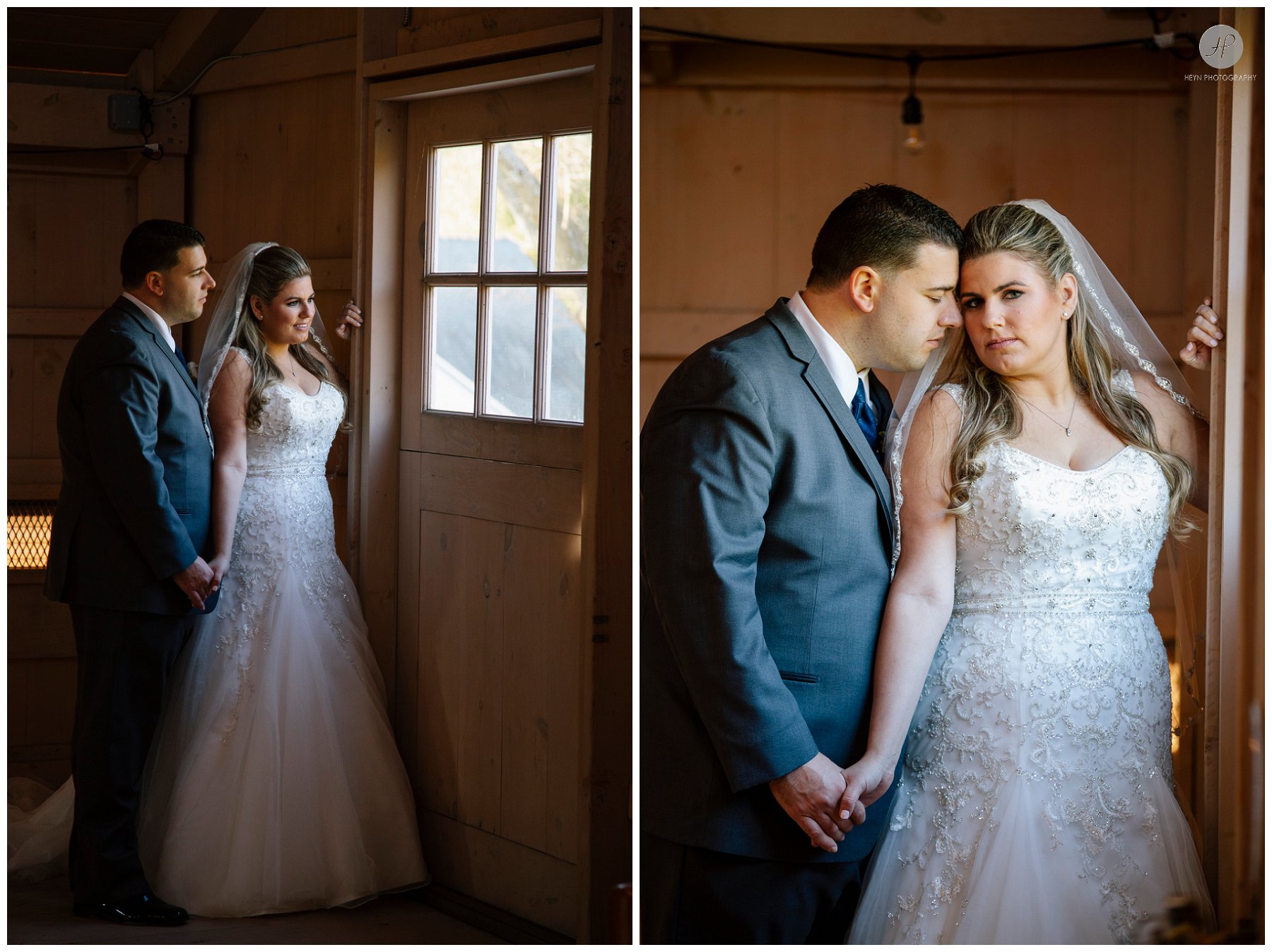 bride and groom at edel haus alpaca farm before south gate manor wedding in new jersey