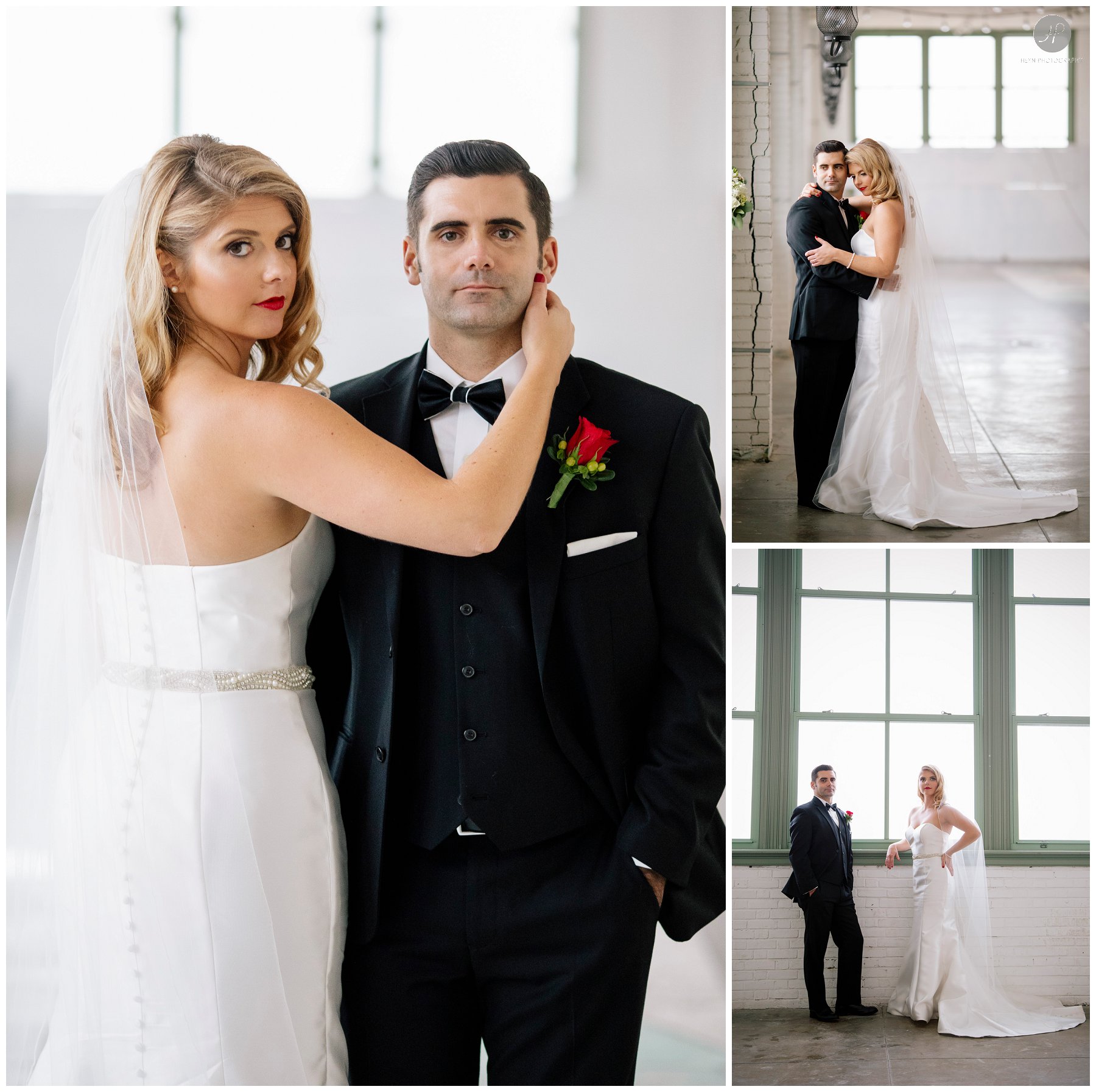 bride and groom in conventional hall in asbury park for spring lake bath and tennis club wedding in new jersey