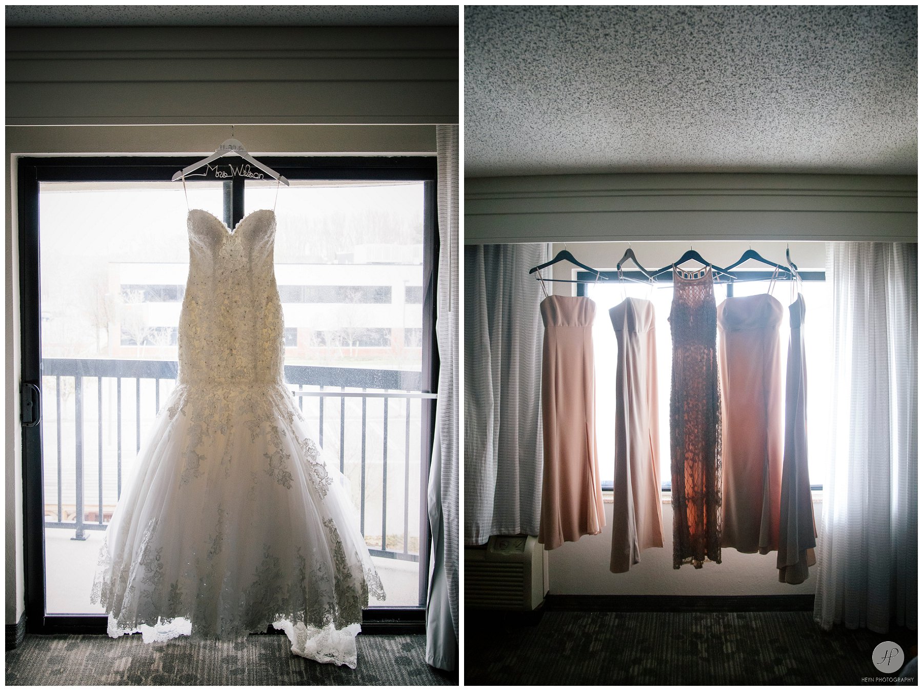 classic brides gown and bridesmaid dresses for clarks landing yacht club wedding in NJ