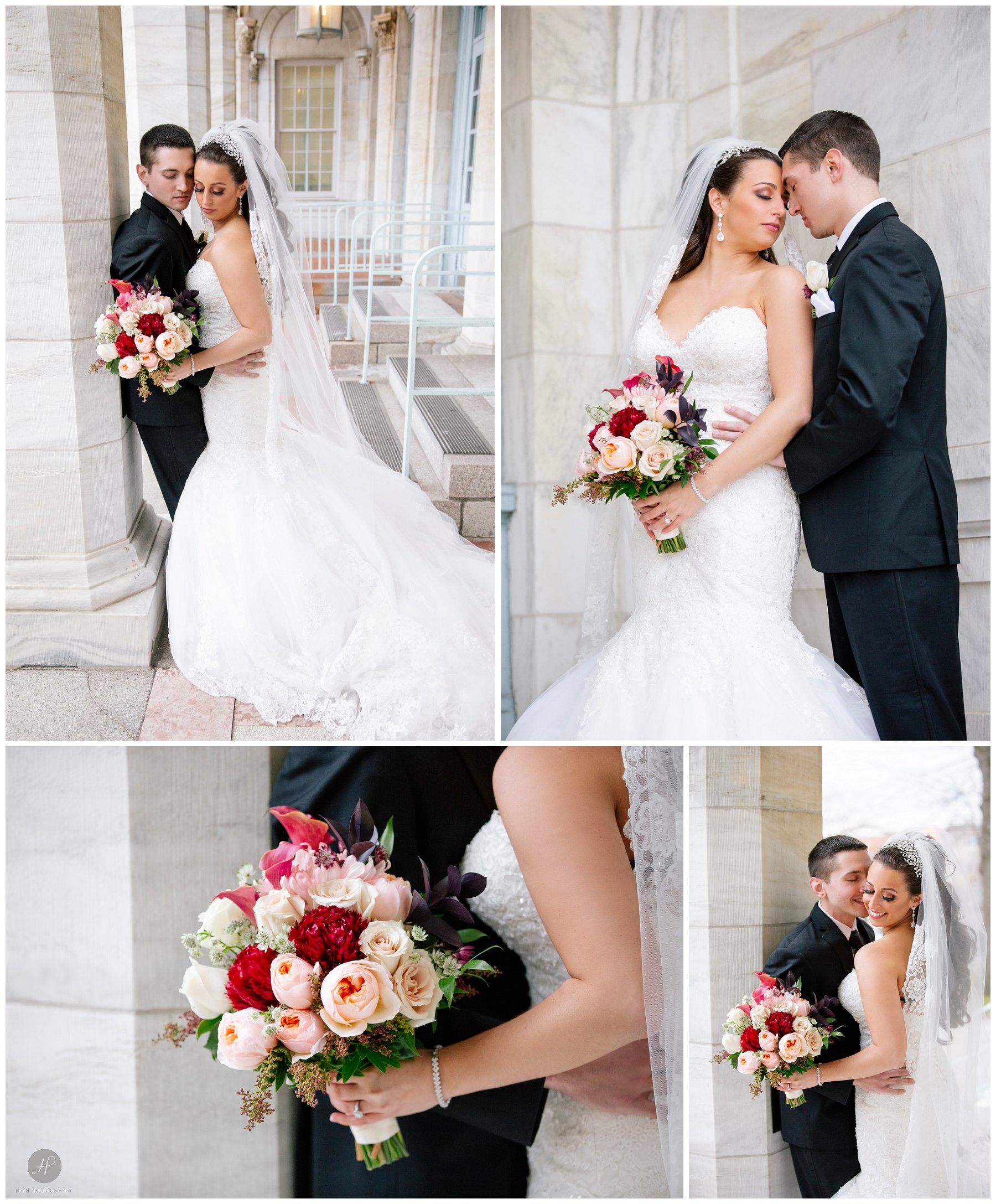 bride and groom moments in asbury park before clarks landing yacht club wedding