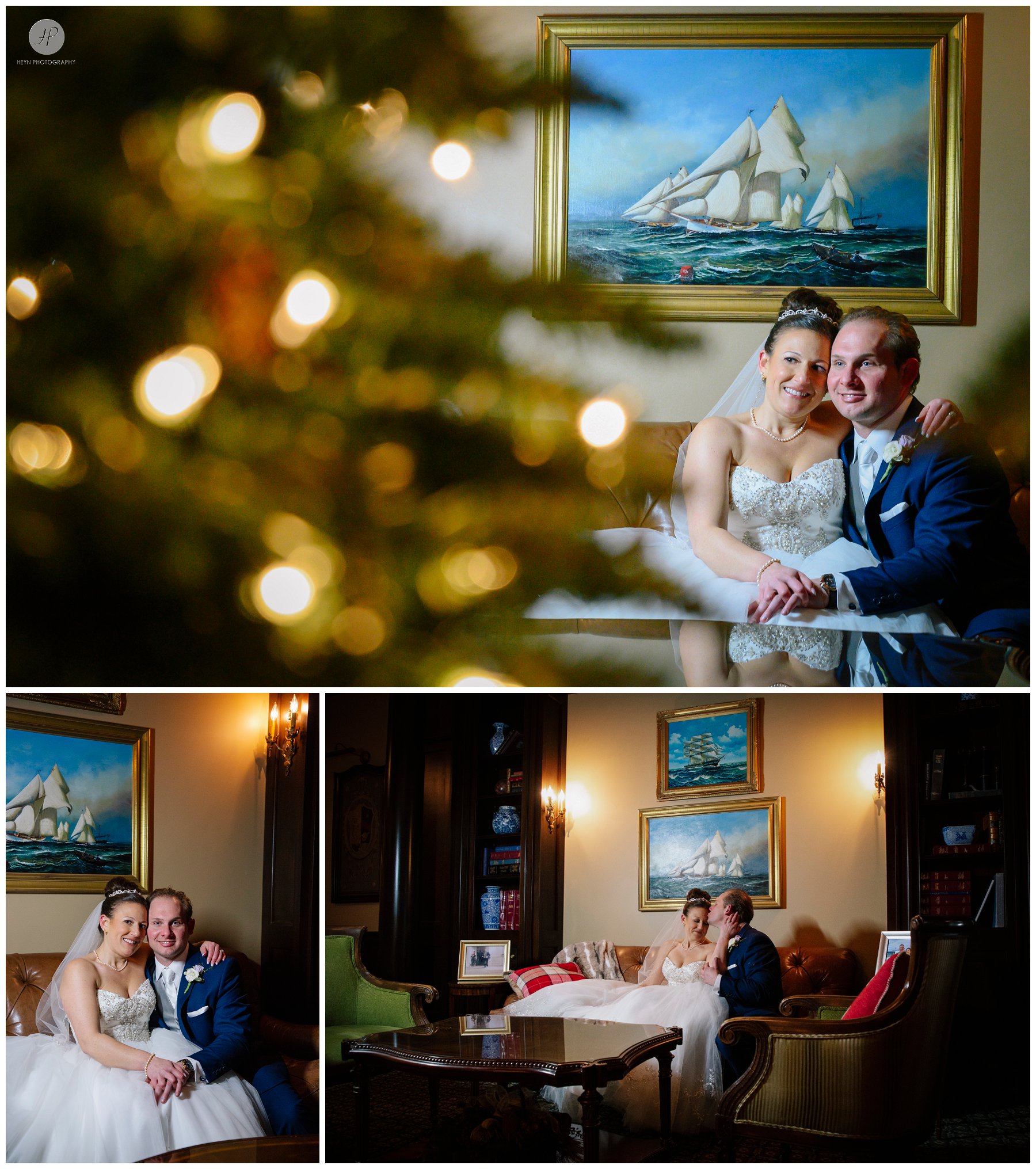romantic bride and groom photos at clarks landing yacht club wedding