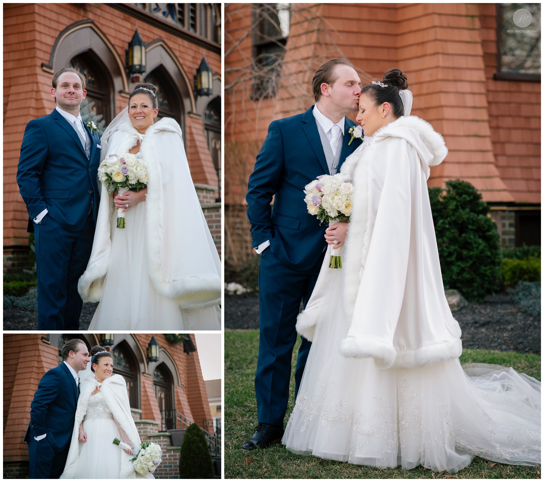 bride and groom outside saint peter's church in point pleasant new jersey