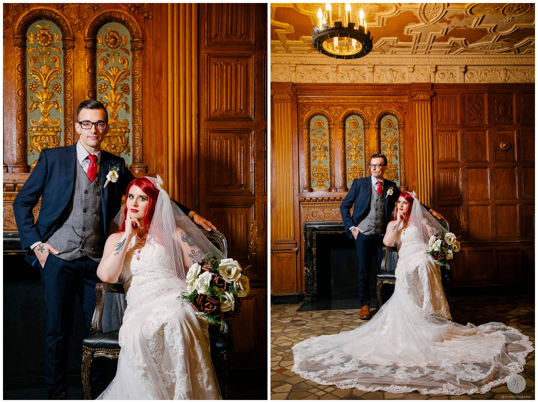 romantic bride and groom portraits at landmark loews jersey theatre wedding