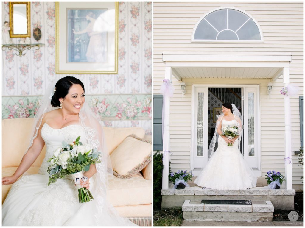 bride in childhood home