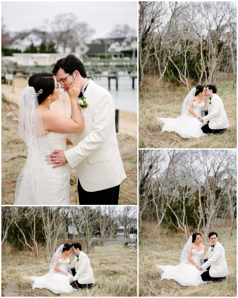 romantic photos of bride and groom outside in high grass clarks landing