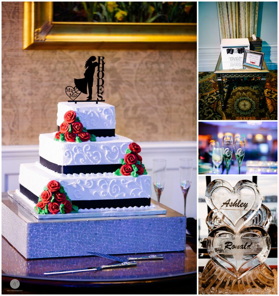 wedding cake and reception details