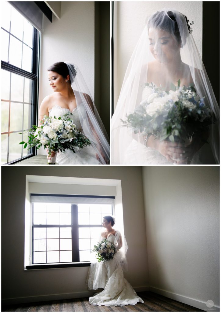dramatic high key photos of bride