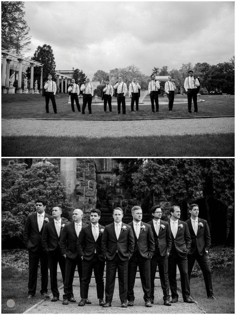 black and white photos of groomsmen at delbarton prep