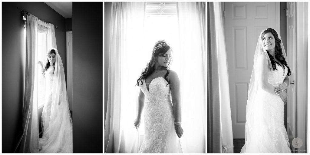 dramatic black and white photos of bride
