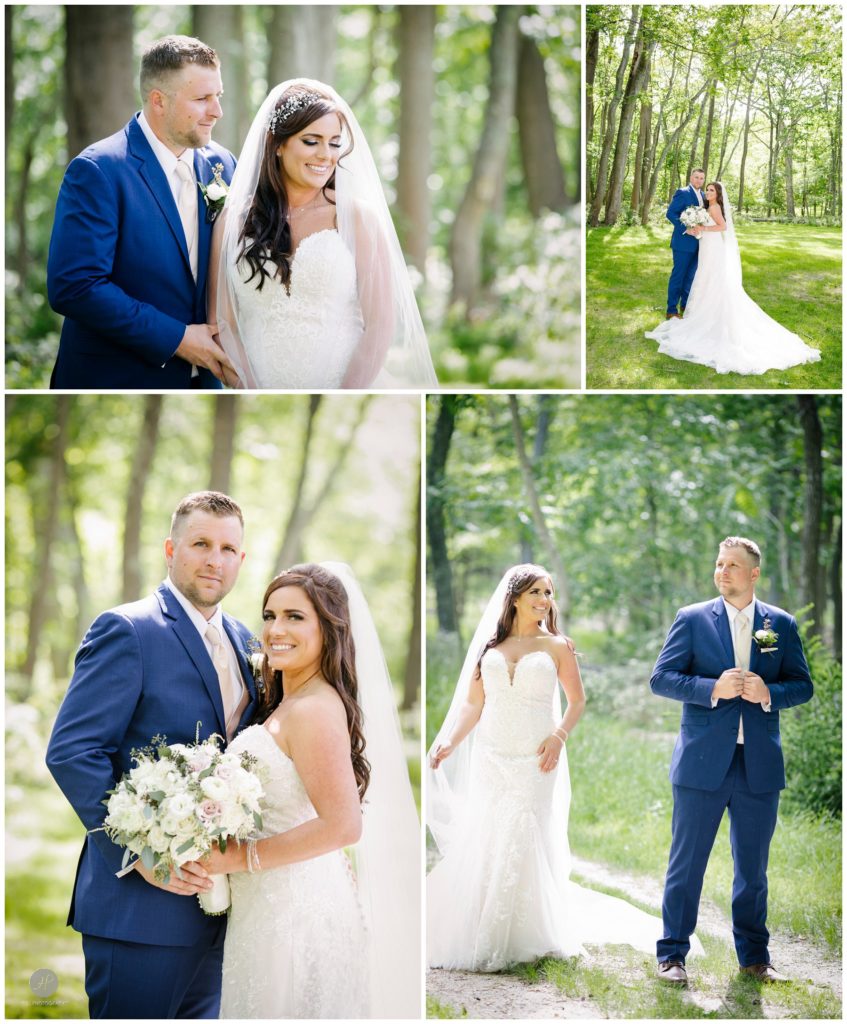 romantic photos of bride and groom at allaire state park