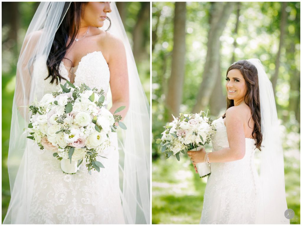 romantic photos of bride at allaire state park