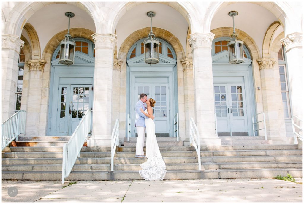 romantic dramatic photos of bride and groom in asbury park nj