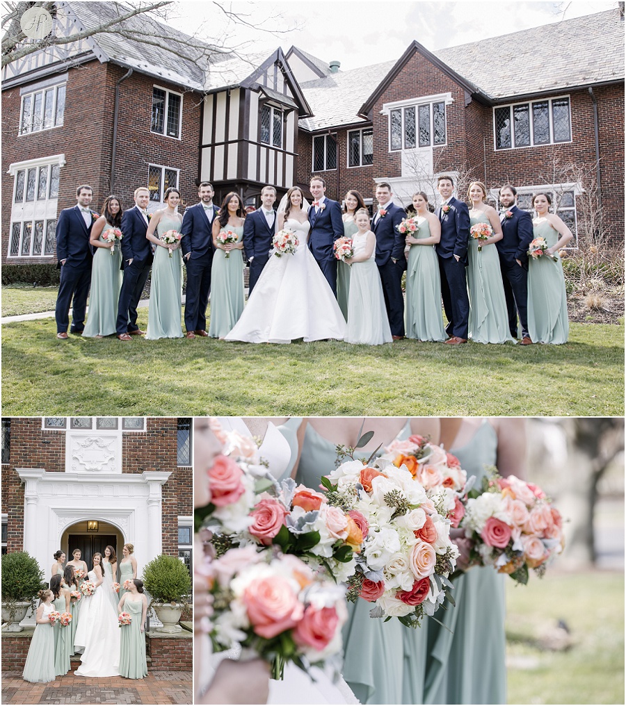 bridal party and bridesmaids in spring lake new jersey wedding
