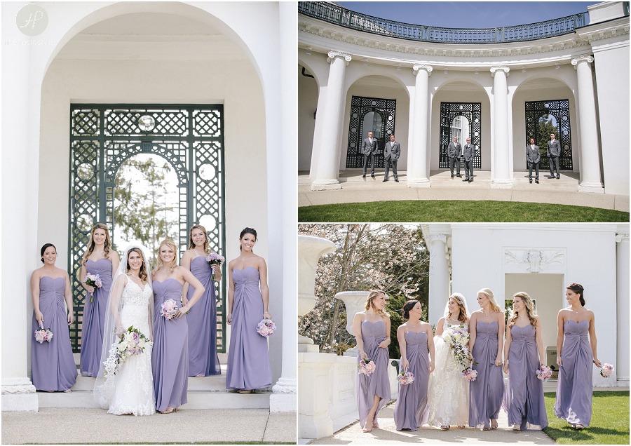 bridal party outside Monmouth University Library wedding 