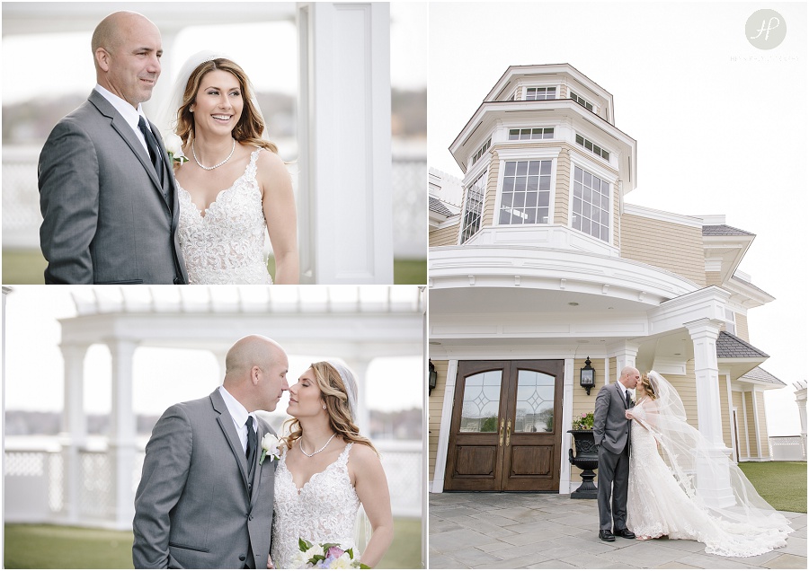 bride and groom outside Clarks Landing Yacht Club wedding in point pleasant nj