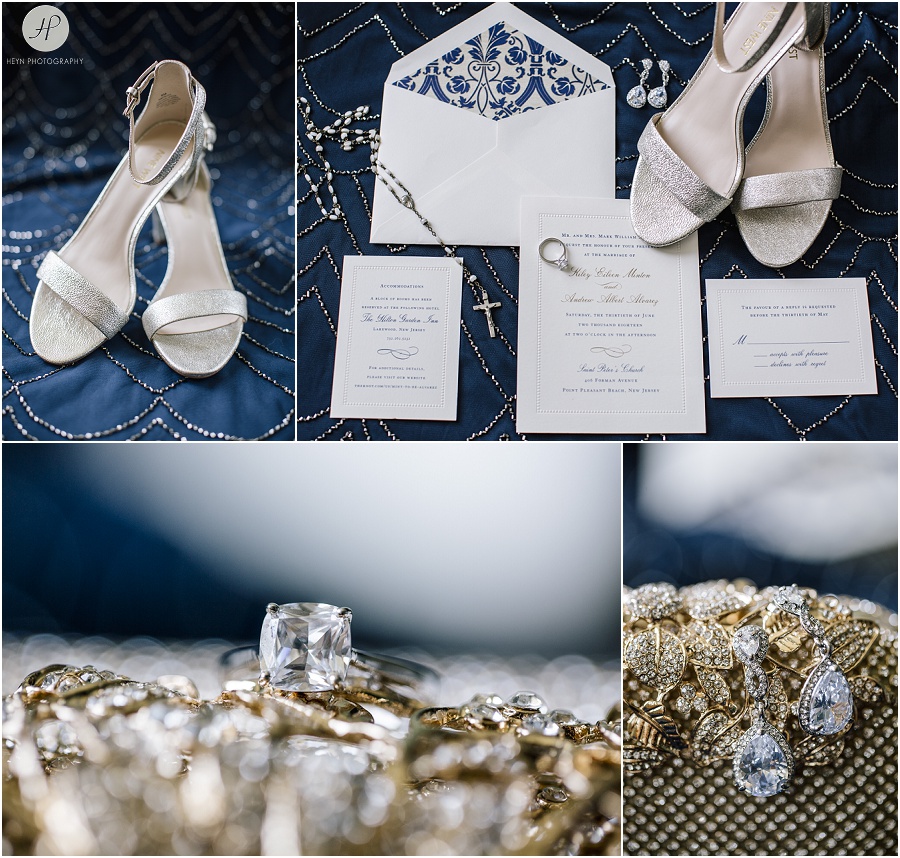 blue silver and gold details at clarks landing yacht club wedding 