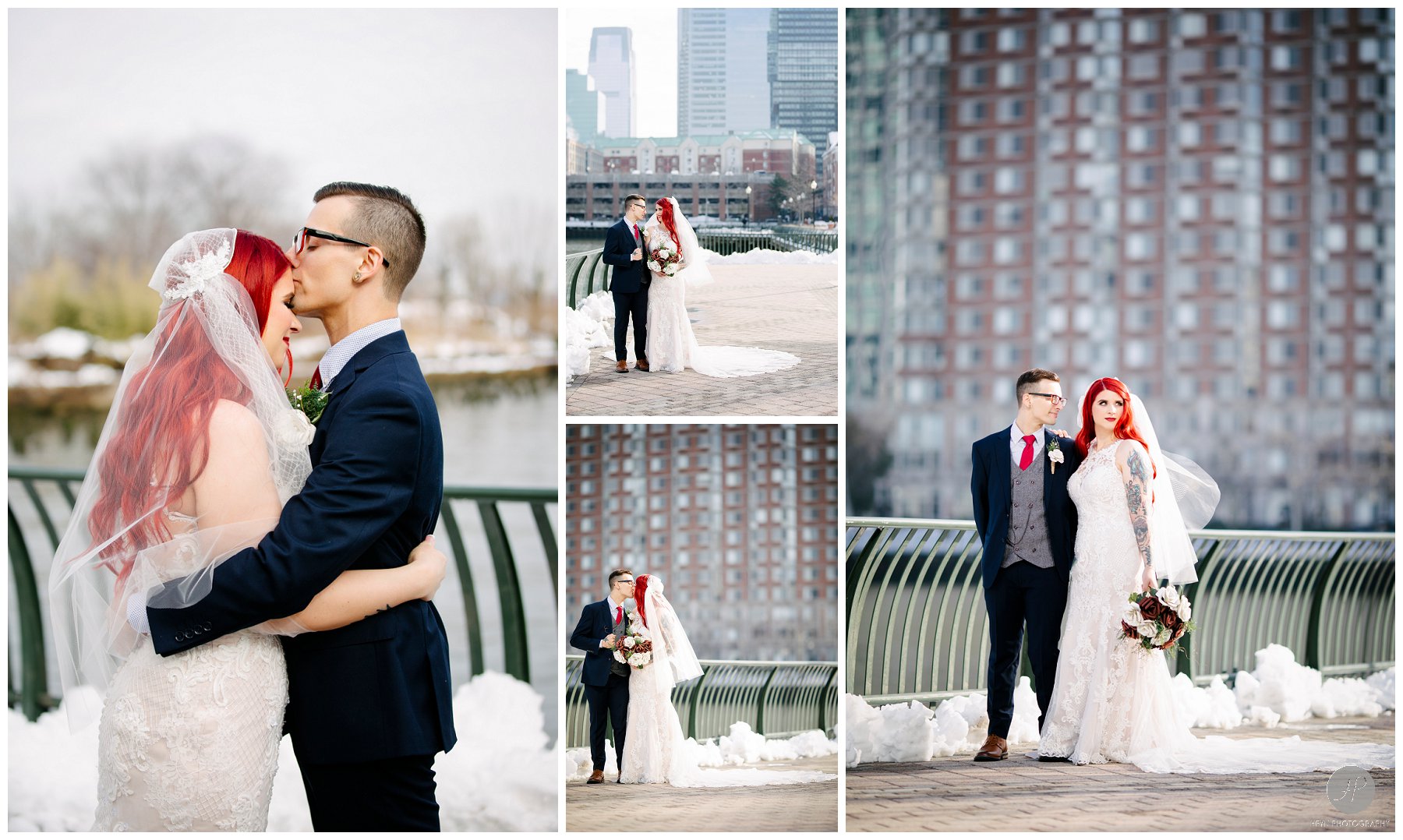 jersey city waterfront bride and groom outdoor photos