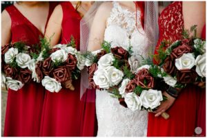 bridal party bouquets at landmark loews jersey theatre wedding